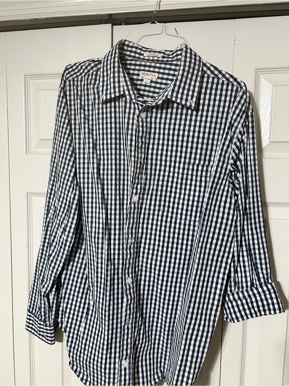 Merona Navy & White Gingham Button-Down Shirt - Men